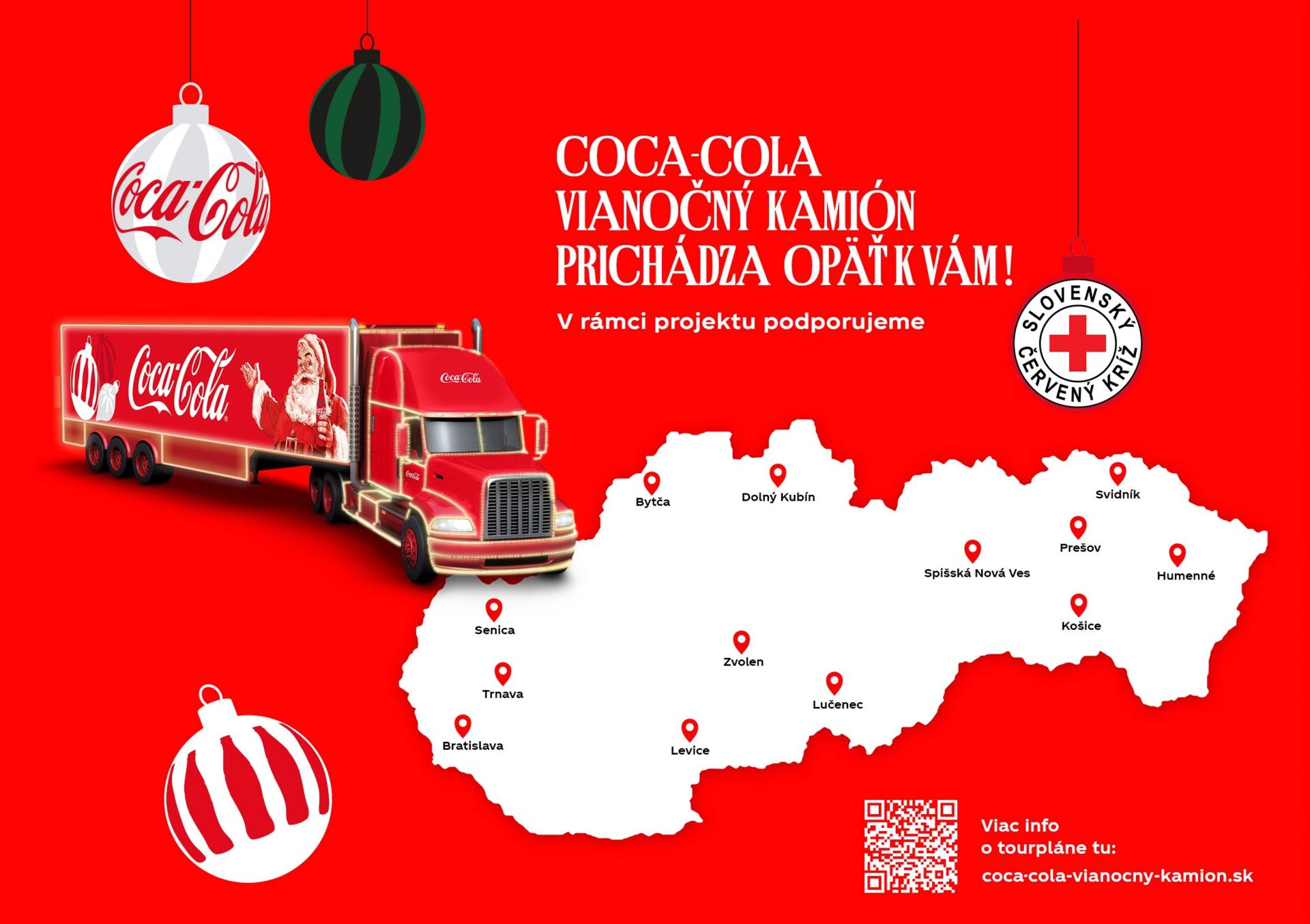 Celý výťažok z predaja na vianočnej roadshow Coca-Cola kamiónu poputuje SČK.