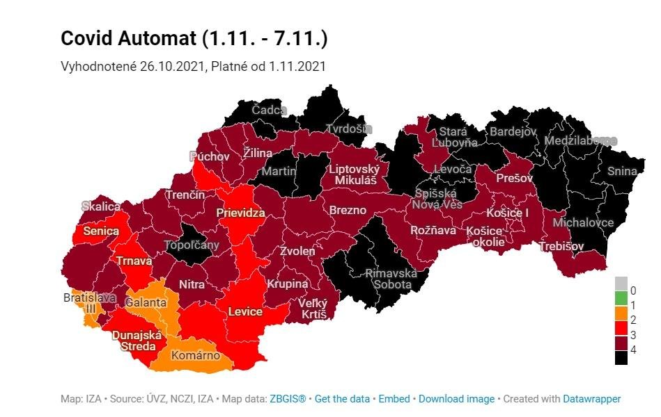 Od dnes je v čiernej farbe 24 okresov