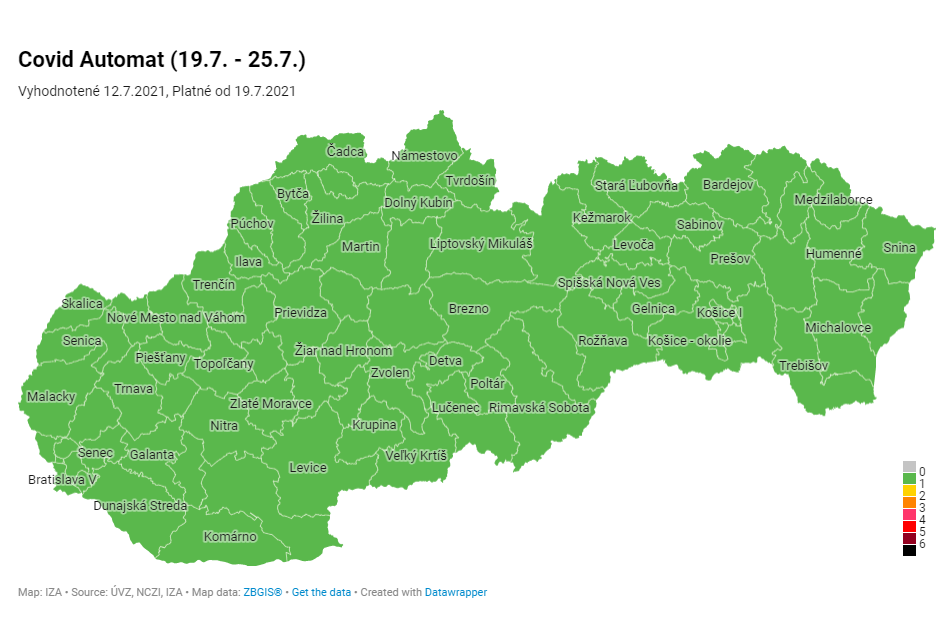 Od dnes sú všetky okresy zelené, aj tak však platia niektoré opatrenia