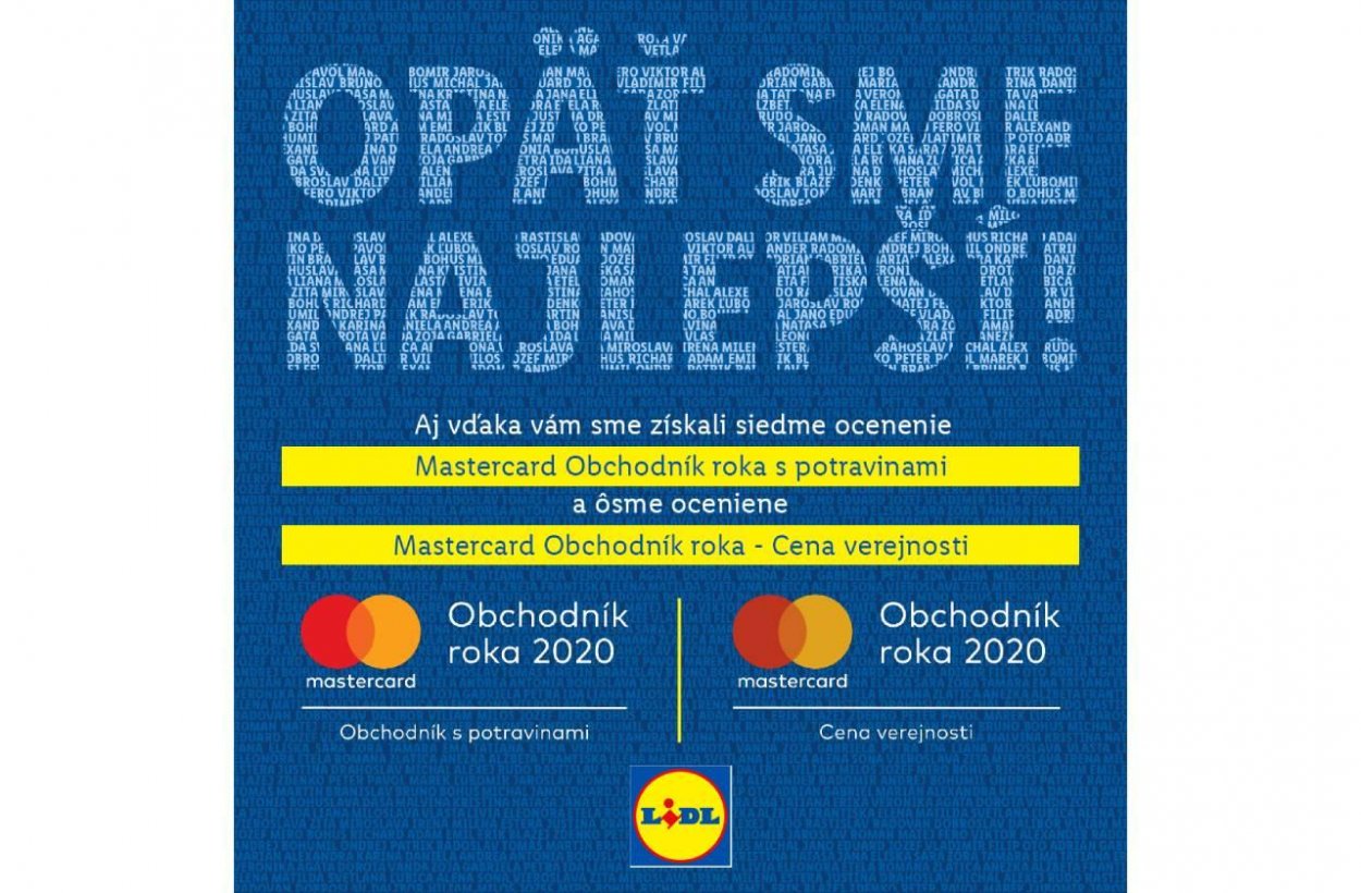 Lidl aj tento rok obhájil ocenenie Mastercard Obchodník roka