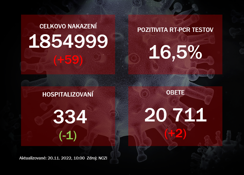 Koronavírus ONLINE: PCR testy v sobotu odhalili 59 pozitívnych