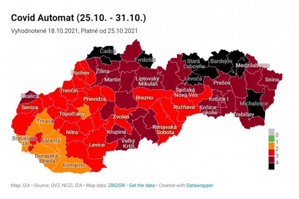 Od dnes je desať okresov v čiernej farbe