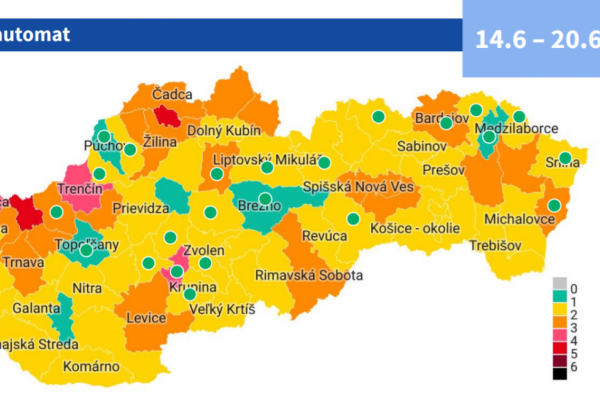 Oddnes platí nové rozdelenie okresov. V zelenej farbe je ich už šesť