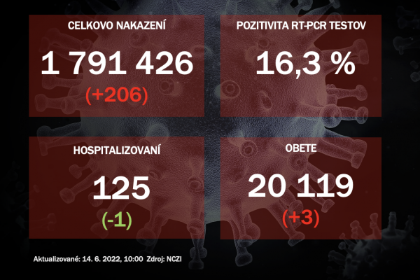 Koronavírus ONLINE: PCR testy potvrdili v pondelok 206 pozitívnych